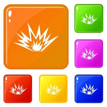 Nuclear explosion icons set vector color Stock Illustration