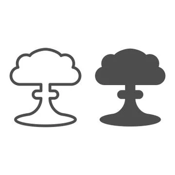 Nuclear explosion line and glyph icon. Radioactive explosion vector illustration Illustrazione stock