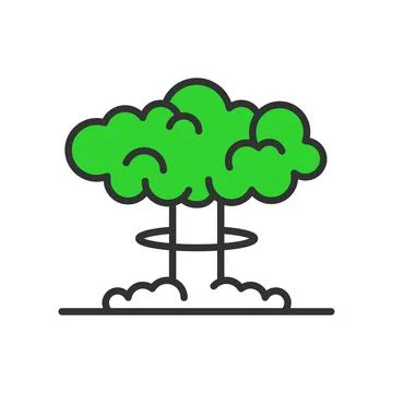 Nuclear explosion, in line design, green. Nuclear, Explosion, Blast, Bomb Stock Illustration