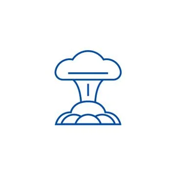 Nuclear explosion line icon concept. Nuclear explosion flat vector symbol, sign Stock Illustration