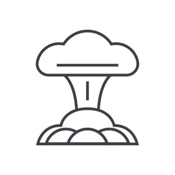 Nuclear explosion linear icon, sign, symbol, vector on isolated background Illustrazione stock