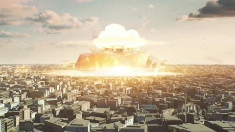 Nuclear explosion in the metropolis Stock Footage 188058516