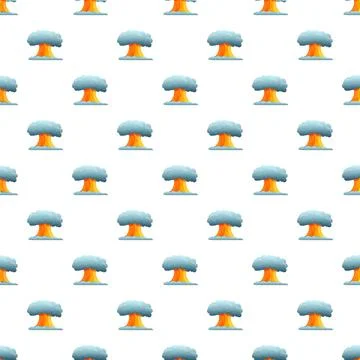 Nuclear explosion mushroom cloud cartoon seamless pattern Stock Illustration