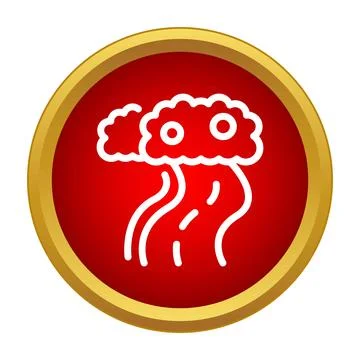 Nuclear explosion mushroom cloud emitting radiation icon Stock Illustration