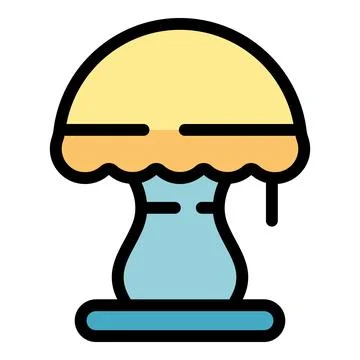 Nuclear explosion mushroom cloud expanding after detonation icon Stock Illustration