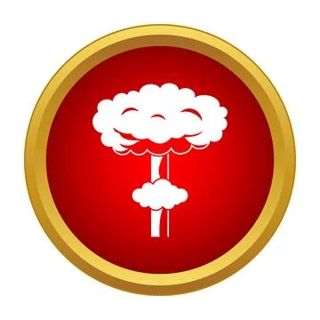 Nuclear explosion mushroom cloud icon symbolizing danger and war Stock Illustration