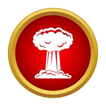Nuclear explosion mushroom cloud icon representing war threat Stock Illustration