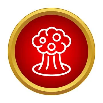Nuclear explosion mushroom cloud icon representing danger and war Stock Illustration
