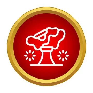 Nuclear explosion mushroom cloud with radiation icon Stock Illustration