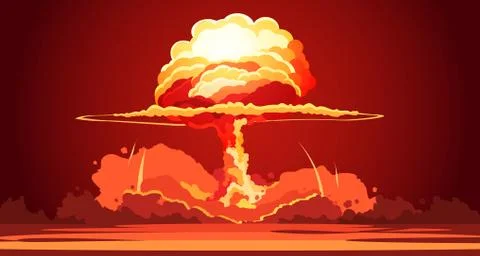 Nuclear Explosion Mushroom Cloud Retro Poster Illustrazione stock