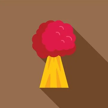 Nuclear explosion mushroom cloud rising with long shadow Stock Illustration