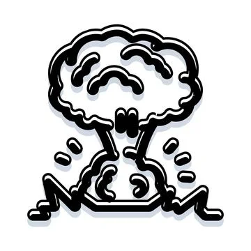 Nuclear explosion mushroom cloud showing environmental destruction concept イラスト素材