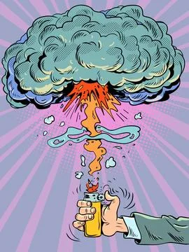 Nuclear explosion mushroom Consequences of just one action. High-quality and Stock Illustration