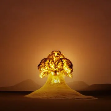 Nuclear explosion, nuclear weapons test, weapons of mass destruction. Stock Illustration