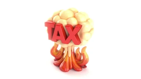 Nuclear explosion red text taxes on white bg able to loop endless Stock Footage 318224272
