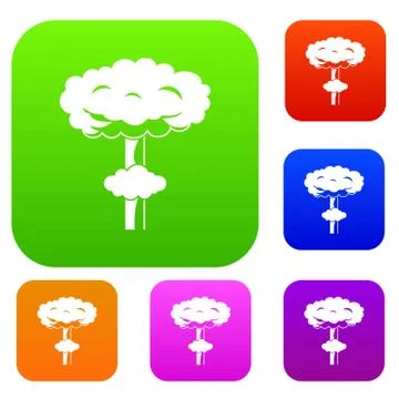 Nuclear explosion set collection Stock Illustration