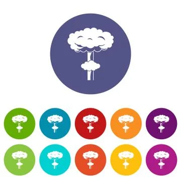 Nuclear explosion set icons Illustrazione stock