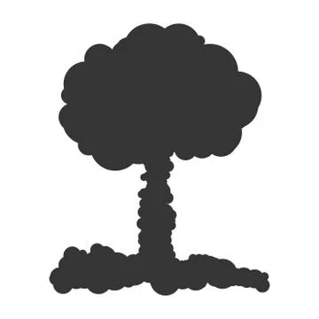 Nuclear explosion sign illustration. Vector. Black icon on white background. Stock Illustration