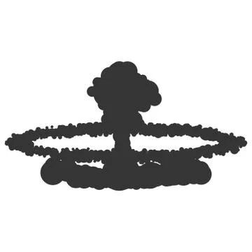 Nuclear explosion sign illustration. Vector. Black icon on white background. Stock Illustration