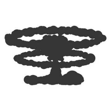 Nuclear explosion sign illustration. Vector. Black icon on white background. Stock Illustration