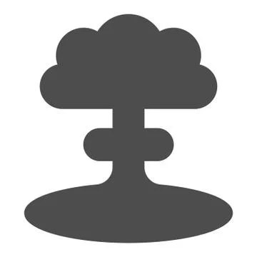 Nuclear explosion solid icon. Atomic bomb bang, mushroom shape toxic cloud Stock Illustration