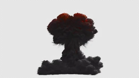 Nuclear explosion on transparent background Stock Footage 313986847