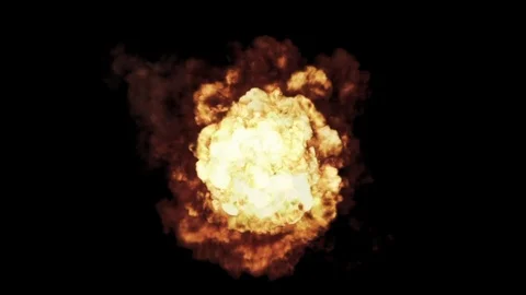 Nuclear explosion upper view, against black Video stock 123210833