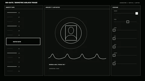 Nuclear Facility Biometric Airlock HUD Seamless Loop Stock Footage 342279165
