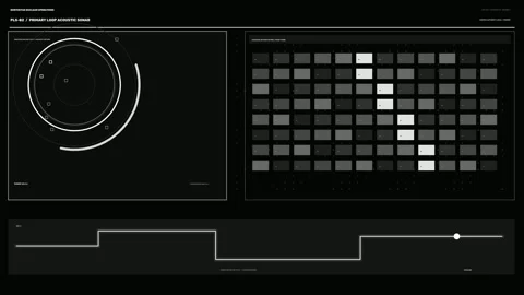 Nuclear Facility Control HUD Acoustic Sonar Seamless Loop Stock Footage 342277314