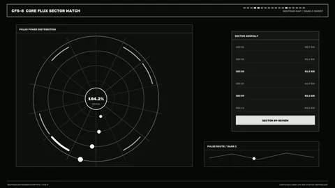 Nuclear Facility Core Flux Warning HUD Seamless Loop Stock Footage 342279408