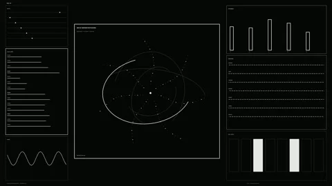 Nuclear Facility Diagnostics HUD with Neutron Data Stock Footage 342278486