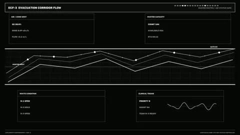 Nuclear Facility Evacuation HUD Seamless Loop Stock Footage 342279404