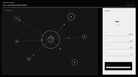 Nuclear Facility Fuel Handling Alignment HUD Seamless Loop Stock Footage 342277321