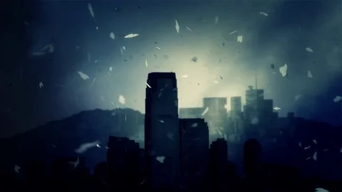 Nuclear Fallout on a Deserted City After a Catastrophe Stock Footage 82470374