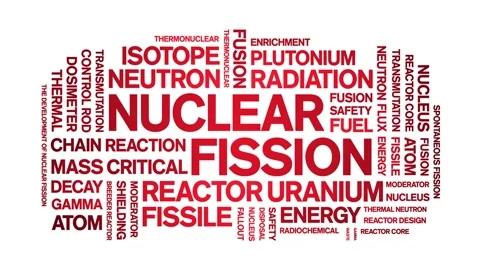 Nuclear Fission animated word cloud,animation kinetic typography seamless loop. Stock Footage 316945909