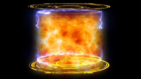 Nuclear Fusion Engine simulation of atomic collision to release mass power .. Stock Footage 247357999