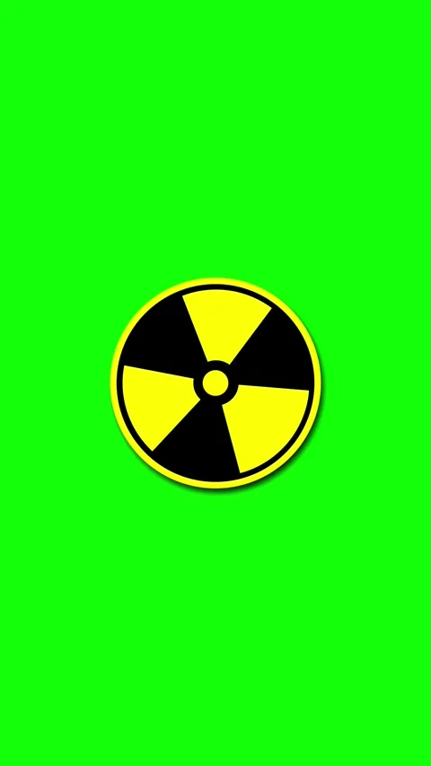 Nuclear hazard green chroma background strong caution styling and centered compo Stock Footage 340411037