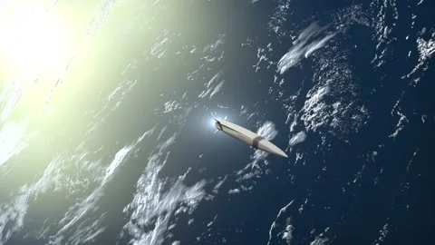 A nuclear hypersonic missile flies over the Earth. View from space. Hypersonic Stock Footage 161828266