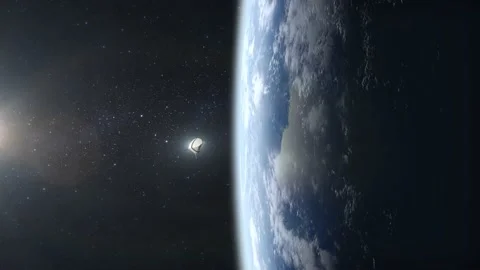 A nuclear hypersonic missile flies over the Earth. View from space. The rocket Stock Footage 162338580