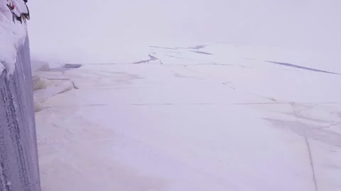 Nuclear Icebreaker Ship Breaking Through Ice ocean in the night Video stock 142186247