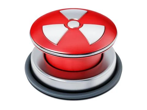 Nuclear launch button isolated on white background. 3D illustration Nuclea... Stock Photos
