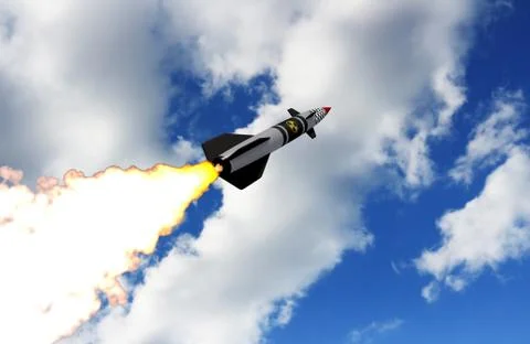 Nuclear missile. 3D render Stock Illustration