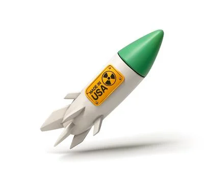 Nuclear Missile isolated vector 3d icon, with Made in USA Label and Radiati.. 스톡 일러스트