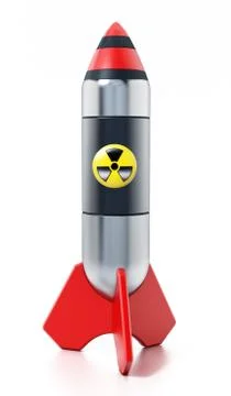 Nuclear missile isolated on white background. 3D illustration イラスト素材