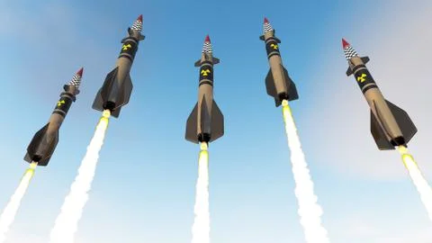 Nuclear missiles. 3D render Stock Illustration