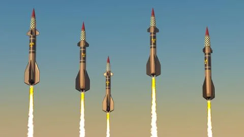 Nuclear missiles. 3D render Stock Illustration
