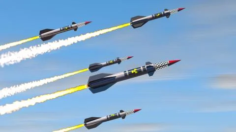 Nuclear missiles. 3D render Stock Illustration