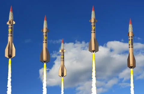 Nuclear missiles. 3D render Stock Illustration