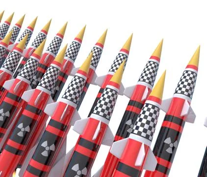 Nuclear missiles. 3D render Stock Illustration