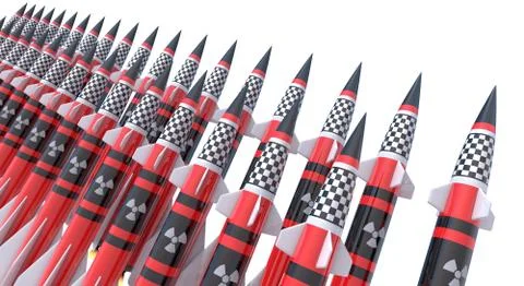 Nuclear missiles. 3D render Illustrazione stock